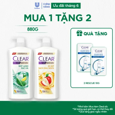 Dầu gội đầu Clear sạch gàu ngứa và vi khuẩn suốt 48 Giờ 880g