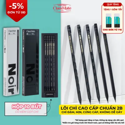 Hộp 10 Bút Chì 2B NoiR CLASSMATE Gỗ Đen Ngòi Chì Chuẩn 2B Cứng Cáp Đậm Mịn Dùng Tập Viết, Tô Trắc Nghiệm