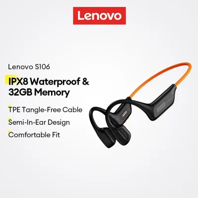 Tai nghe dẫn truyền xương Lenovo S106 và tai nghe bơi lội chống nước IPX8 với bộ nhớ 32GB và Bluetooth 6.0 plus