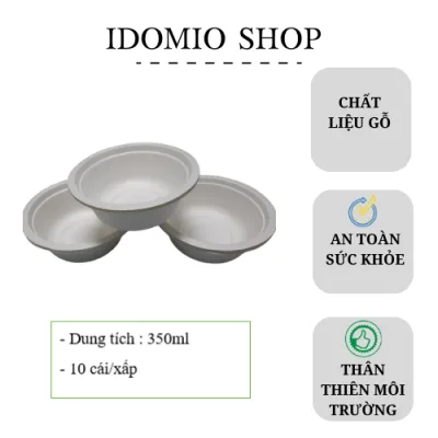 10 Chén Giấy Bả Mía Dùng Một Lần 350ml - Hàng Thái Lan