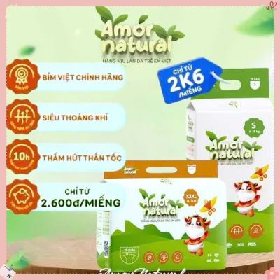 BỈM Tã Bỉm Quần Dán Amor natural ,bỉm Việt,Bỉm trà xanh mềm mỏng thấm hút tốt