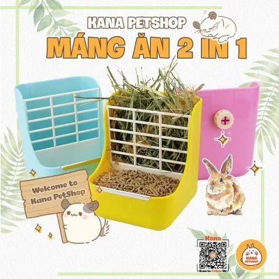 𝟮 𝗶𝗻 𝟭 Grass Manger 🐹Freeship🐹Manger grass tray dry food for rabbit, guinea pig , hedgehog, flying squirrel