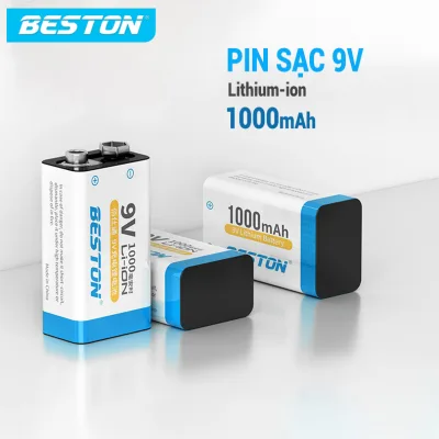 Beston 9V 1000Mah Lithium Rechargeable Battery for Microphones, Power Meters, Alarm Bells, Toys