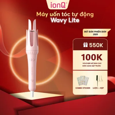 Máy uốn tóc làm xoăn tự động ionQ Wavy Lite trục 32mm xoăn sóng lơi bồng bềnh 200 triệu ion âm chăm sóc tóc