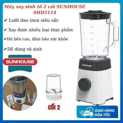 Máy Xay Sinh Tố Đa Năng 2 Cối SUNHOUSE SHD5114 - Công Suất 450W, Dung Tích 1,5L, Xay Hoa Quả, Xay Thực Phẩm Khô