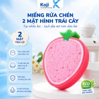 Miếng Rửa Chén 2 Mặt Hình Trái Dâu Giúp Tạo Nhiều Bọt Sạch Dầu Mỡ Trên Chén Bát