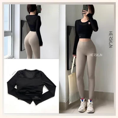 Hersign Women's Yoga Set Women's Gym Clothes Long-Sleeved Shirt and Leggings Smixc30L20A Hersign Ease Collection