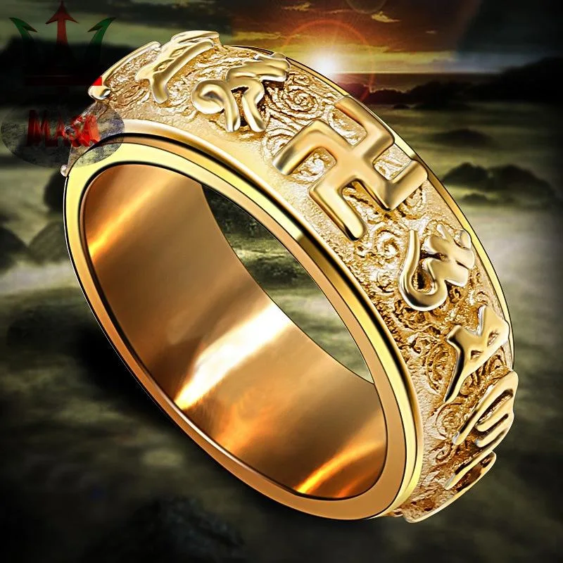[HCM]Nhẫn Nam Titan Chữ Vạn OM MANI PADME HUM Vĩnh Viễn Không Đen ---- GIÁ HỦY DIỆT