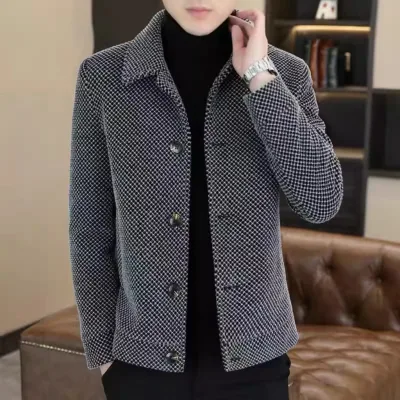 Nam Len Áo Khoác Ngoài Nam Len Áo Len Thời Trang Nam Áo Len Có Cổ Áo Và Nút Thiết Kế Áo Khoác Mùa Đông Ấm Áp Cho Thời Trang Đông Nam Á