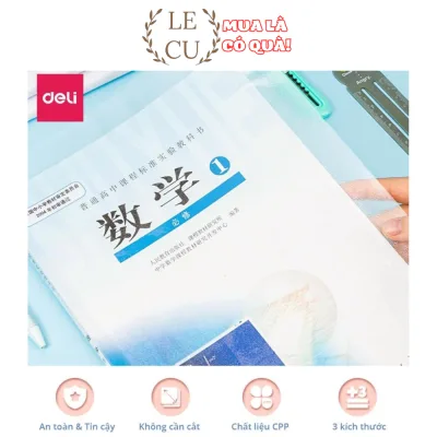 Decal bọc vở trong suốt Deli - 10 chiếc - Chống nước, chống bụi - Phù hợp với nhiều loại sách vở học sinh các cấp