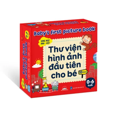 Sách - Thư Viện Hình Ảnh Đầu Tiên Cho Bé - Bộ Hộp 10 Chủ Đề Song Ngữ Cho Bé 0-6 Tuổi
