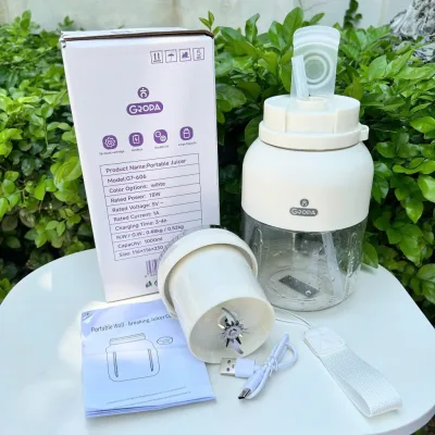 Máy Xay Sinh Tố Cầm Tay GROPA,Xay Nhuyễn Đá,Hoa Quả,Tặng Kèm Nắp Và Ống Hút,Dung Tích 1000ml