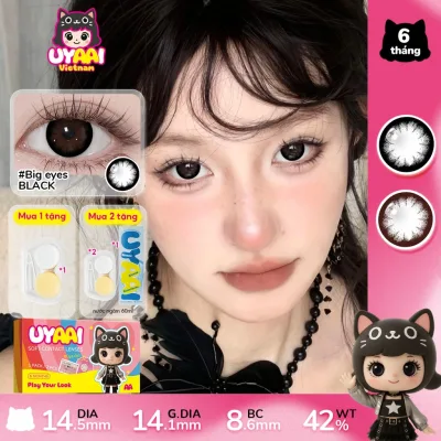UYAAI Eyes lens đen cận Kính áp tròng MCK1 cận lens black devil eyes lens nâu giãn tròng to 14.5mm nữ