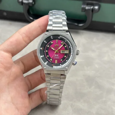 Oritin Sk Men's Watch with Flame Face, White Case, Metal Strap, Size 41mm Automatic Japan Full Box