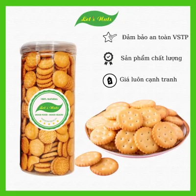 Bánh quy tròn bơ mặn hình đồng tiền Let's Nuts túi 500g, đồ ăn vặt tuổi thơ vị ngon, sản phẩm chất lượng