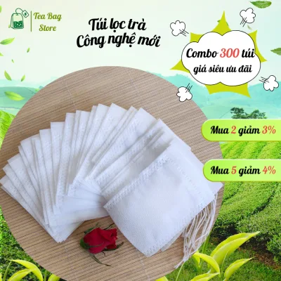 Combo 300 Túi lọc trà Tea Bag, CÔNG NGHỆ MỚI, chất liệu vải không dệt, bền chắc, kèm dây rút nhiều kích thước lớn nhỏ