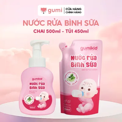 Nước rửa bình sữa trẻ em GumiKid chiết xuất lá tía tô làm sạch hiệu quả, an toàn, kháng khuẩn cho bé