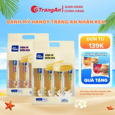 Bánh Mỳ HANDY Tràng An Nhân Kem Vị Đào Phô Mai 264g, Vị Sữa Thơm Ngon Dinh Dưỡng Ăn Sáng, Ăn Xế