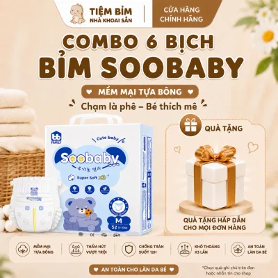 COMBO 6 BỊCH Tã/bỉm Soobaby - Tã bỉm organic siêu mềm siêu khô thoáng giúp bé yêu thoải mái cả ngày dài