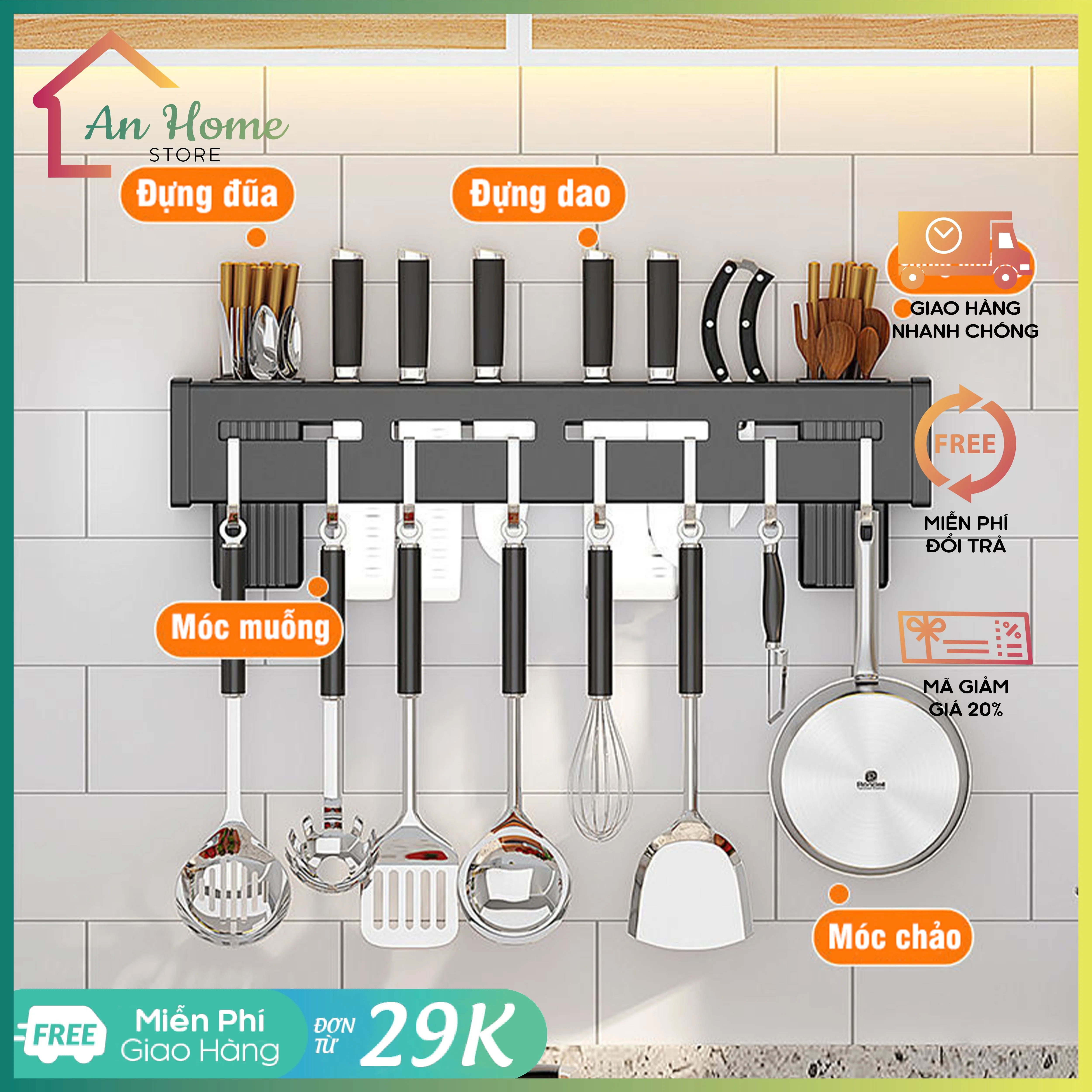 Kệ Sắt Cài Dao Dán Tường, Giá Treo Dao Kéo, Kệ Để Đồ Nhà Bếp Dán Tường Đa Năng