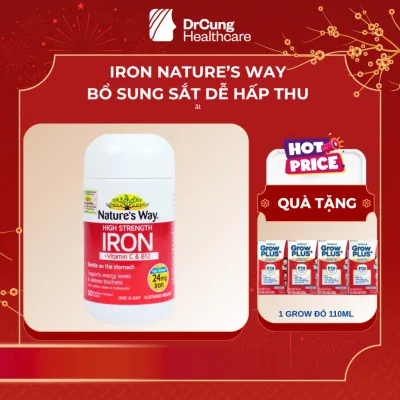 SẮT HỮU CƠ Nature’s Way High Strength Iron + Vitamin C&B12 - Hỗ Trợ Bổ Sung Sắt, Vitamin C & B12 Cho Cơ Thể