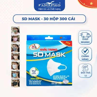 Khẩu trang 5D mask 3 lớp Famapro Nam Anh (30 Hộp)