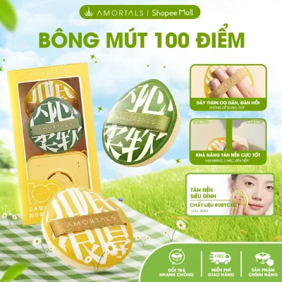 Mút Trang Điểm AMORTALS 100 Điểm Chính Hãng Giúp Đánh Nền, Kem Lót Và Cushion Chuyên Nghiệp Kèm Hộp