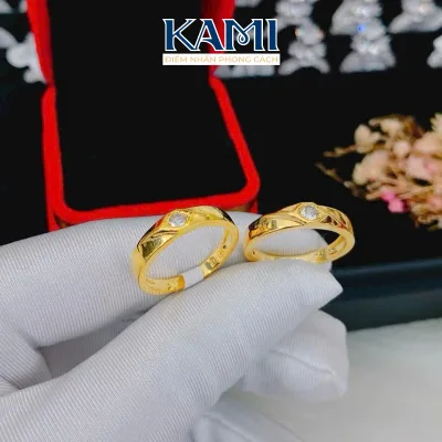 Nhẫn cưới nam nữ đính hôn nhẫn cặp mẫu sóng đôi Kami trang sức sỉ NSD17