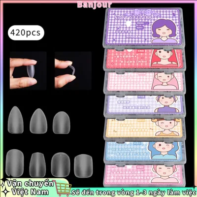 420 Chiếc Ngắn Mờ Móng Tay Nghệ Thuật Miếng Dán Gel Mềm Đầu Hình Bầu Dục DIY Dụng Cụ Làm Móng Tay