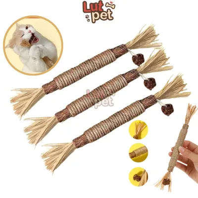 Catnip thanh gỗ cho mèo, cỏ mèo khô, đồ chơi mài răng raffia, mài móng cho thú cưng - lutpet