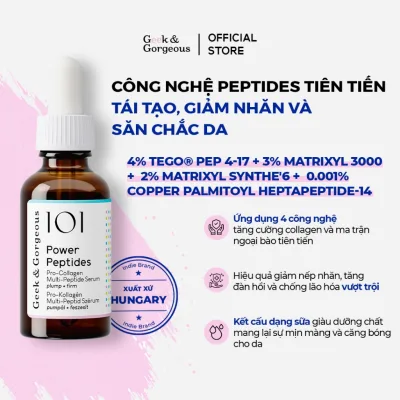 Tinh Chất Kích Thích Tăng Sinh Collagen, Giảm Nếp Nhăn, Phục Hồi Geek&Gorgeous Power Peptides 30ml