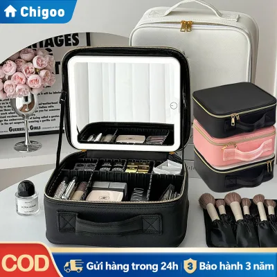 Chigoo Led Cosmetic Bag Makeup Bag Makeup Bag Cosmetic Bag with Mirror Cosmetic Case with Lid