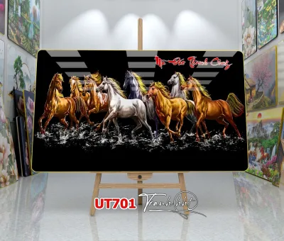 Wall-Mounted Painting of the Successful Horse Ma Dao, Decorative Painting of the Eight Horses, Feng Shui Horse Painting with Mirror Finish Ut701