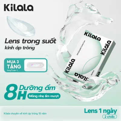Kính áp tròng Kilala không màu RainDrop Lens 1 ngày DIA 14.2mm có độ (0.5-8) 2 chiếc