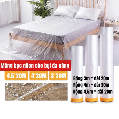 4.5M*20M Nilon che bụi, Màng Nilon che bụi,Nilon che chắn sơn,Băng keo màng nilon che bụi sơn Có một đầu dán dính