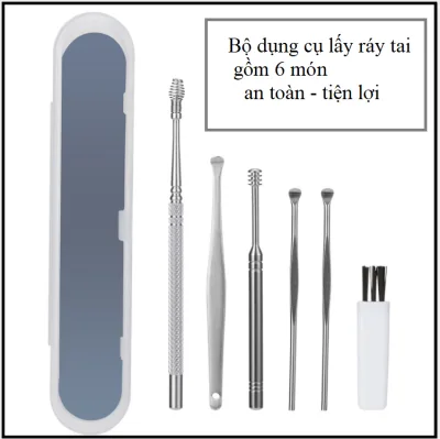Bộ Dụng Cụ Ráy Tai 6 Món Thép Không Rỉ Có Hộp - BỘ CHĂM SÓC CÁ NHÂN.