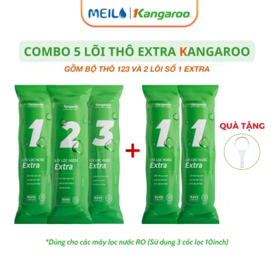 Combo Lõi Thô Kangaroo Gồm Bộ Thô 123 và 2 Lõi Số 1 Dùng Cho Máy Lọc Nước Màng RO Giúp Loại Bỏ Tạp Chất,Cặn Bẩn,.....