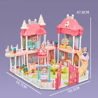 Large size kids Castle Villa dollhouse-Dollhouse toy free 1 doll