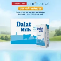 Thùng 48 hộp sữa tươi tiệt trùng Dalatmilk ít đường 110 ml (110 ml x 48)