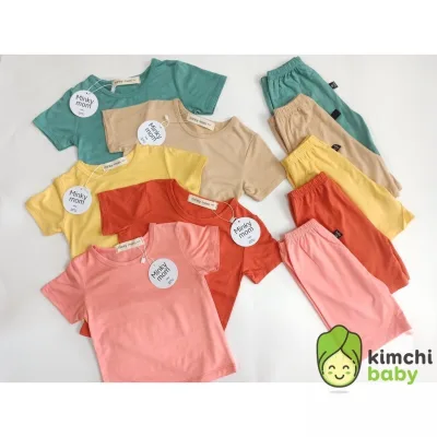 Combo 5B Boys' and Girls' Clothes in Cool Elastic Fabric, Short Sleeve Sets for Children to Wear at Home, Cute Summer Children's Clothing Sets