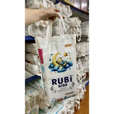 100 miếng Tã bỉm Rubi Natural mềm mỏng thoáng khí cho bé - có vạch báo tã đầy , có dán cuộn bỉm