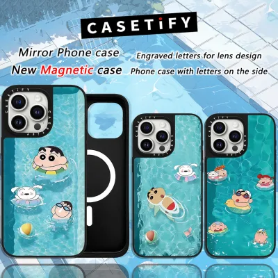Bể bơi Crayon Shin-Chan casetify Mirror Vỏ điện thoại từ tính Thích hợp cho iPhone16ProMax Tương thích với vỏ điện thoại iP16Pro Thích hợp cho tương thích với iP16 Plus 11 12 13 14ProMax 13Promax 14 Plus 15 Plus Vỏ điện thoại từ tính