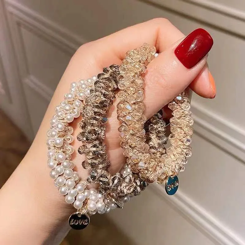 Dây buộc tóc đính hạt phong cách Hàn Quốc cho bạn gái