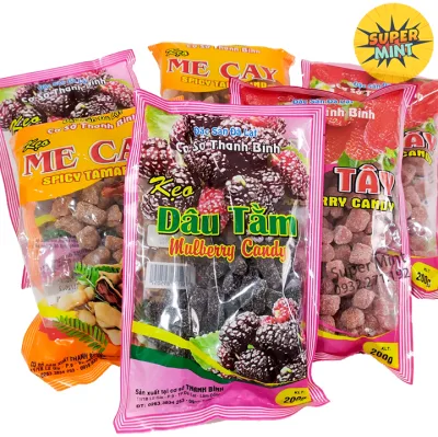 Kẹo mứt dâu tằm - dâu tây - Me cay [Hàng chính gốc Đà Lạt] 200g - bánh kẹo ăn vặt ngon