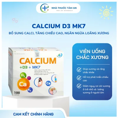 CALCIUM D3 MK7 – BỔ SUNG CANXI, MK7, VITAMIN & KHOÁNG CHẤT – HỘP 100 VIÊN