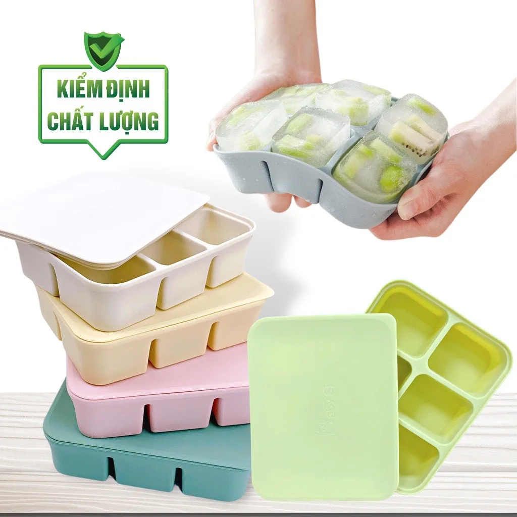 KHAY SILICONE TRỮ ĐÔNG ĐỒ ĂN DẶM BABYSI HỘP TRỮ THỨC ĂN CHO BÉ HỘP ĐỰNG THỰC PHẨM
