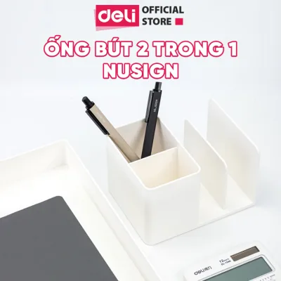 Ống Đựng Bút 2 Trong 1 Nusign Deli Kèm Kệ Sách Mini – Hộp Để Bàn Làm Việc Cao Cấp Tối Giản Dùng Cho Văn Phòng/Học Tập