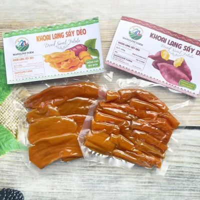 Bộ 2 gói khoai lang dẻo không đường Mangline Farm Đà Lạt mỗi gói 250g đồ ăn vặt giảm cân thơm ngon mềm dẻo