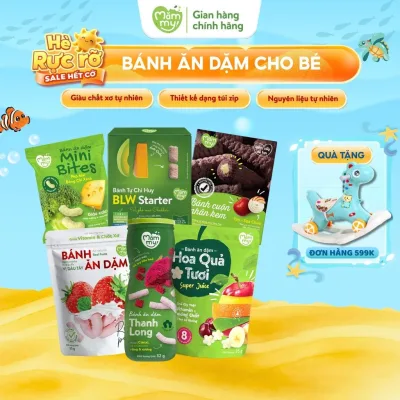 Bánh ăn dặm cho bé Mămmy vị trái cây, rau củ giàu vitamin và chất xơ thiết kế chống hóc, bé 6 tháng
