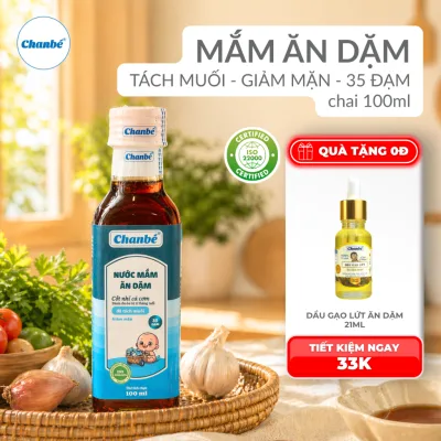 Nước mắm ăn dặm tách muối 35 độ đạm thương hiệu Chan Bé chai thủy tinh 60ml và 100ml